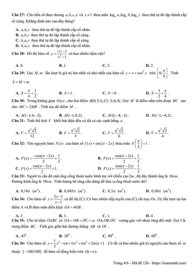 Đề thi thử môn Toán THPT năm 2019 trường THPT chuyên Long An trang 4