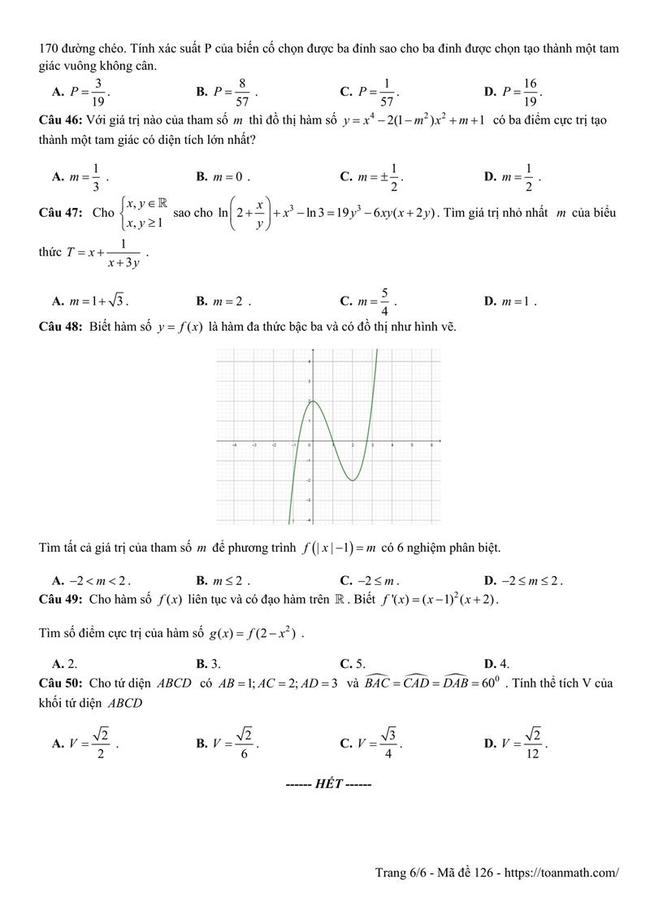 Đề thi thử môn Toán THPT năm 2019 trường THPT chuyên Long An trang 6