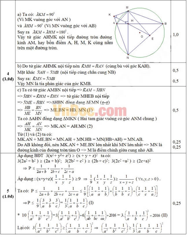 Đáp án Đề thi thử vào 10 môn Toán trường THPT Sơn Động số 2 - Bắc Giang trang 1