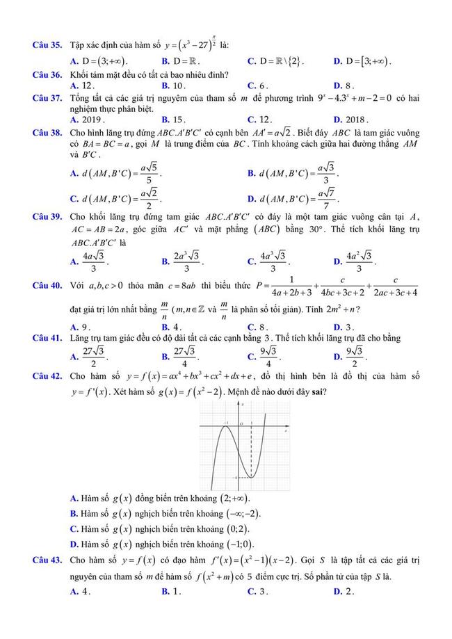 Đề thi thử môn Toán THPT năm 2019 trường chuyên Thoại Ngọc Hầu - An Giang trang 5
