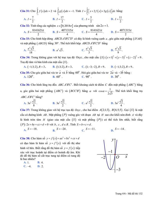 Đề thi thử môn Toán THPT năm 2019 trường THPT Đoàn Thượng - Hải Dương lần 3 trang 4