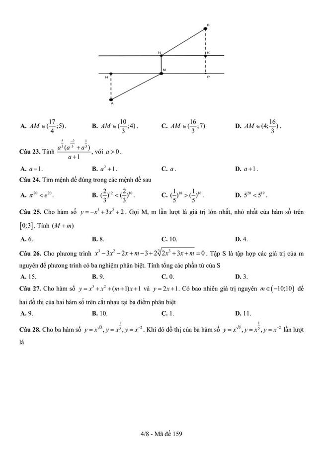 Đề thi thử môn Toán THPT năm 2019  trường Yên Dũng 3 - Bắc Giang lần 1 trang 4
