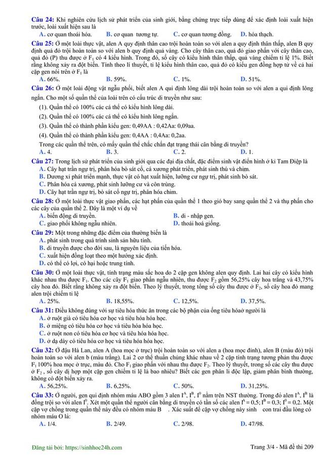 Đề thi thử môn Sinh THPT năm 2019 trường THPT Liễn Sơn - Vĩnh Phúc lần 3 trang 3