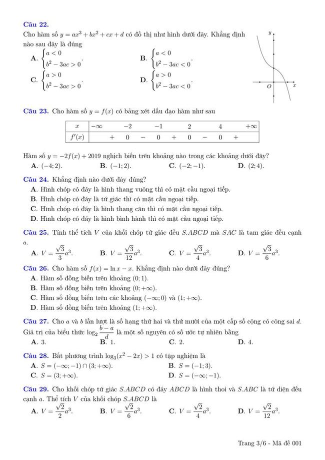 Đề thi thử môn Toán THPT năm 2019 Sở GD&ĐT Ninh Bình lần 1 trang 3