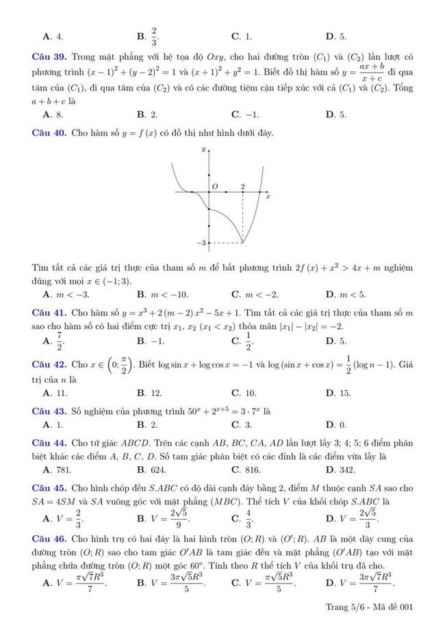 Đề thi thử môn Toán THPT năm 2019 Sở GD&ĐT Ninh Bình lần 1 trang 5