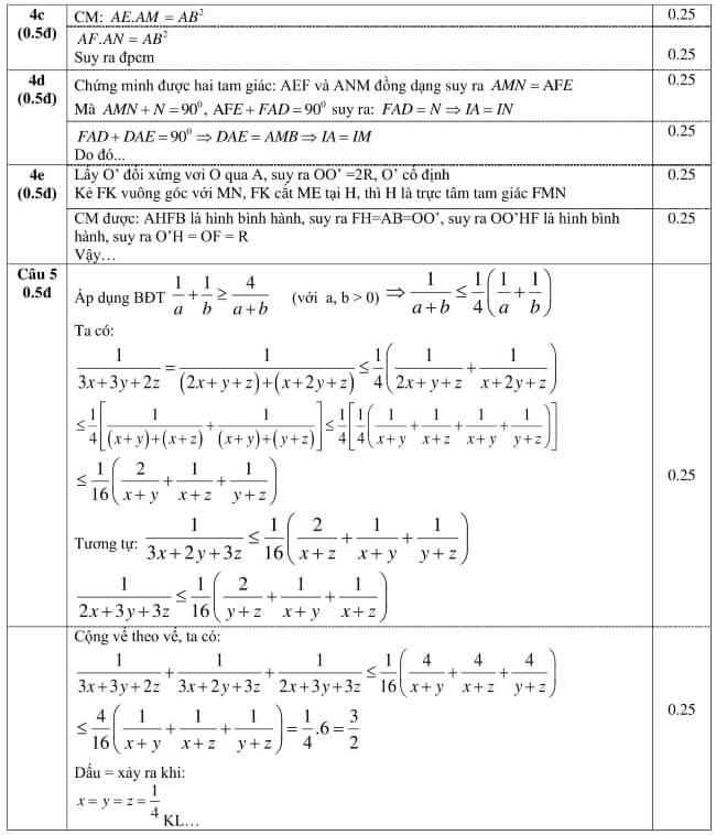 Đáp án Đề thi thử vào 10 môn Toán trường THPT Thái Phiên - Hải Phòng trang 3