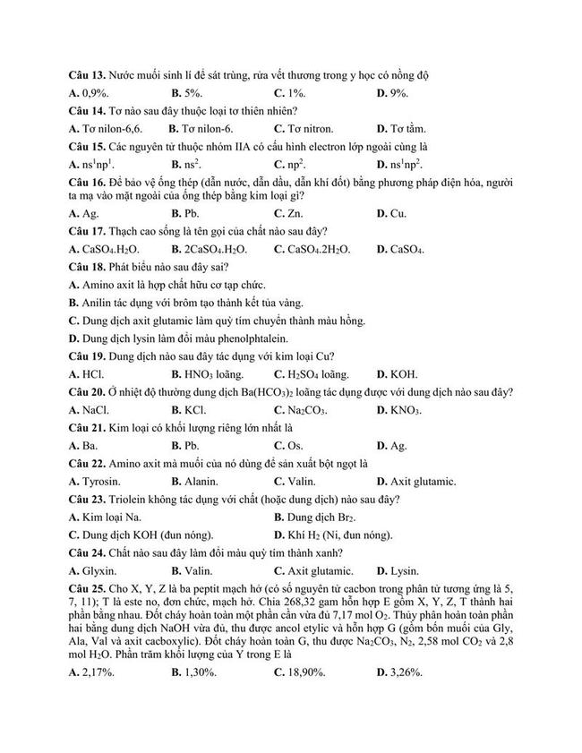 Đề thi thử môn Hóa THPT năm 2019 trường Chuyên Hưng Yên lần 2 trang 2
