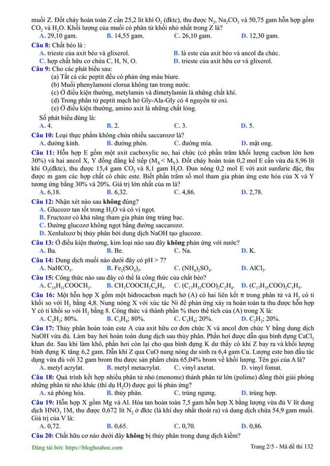 Đề thi thử môn Hóa THPT năm 2019 trường THPT Liễn Sơn - Vĩnh Phúc lần 3 trang 2