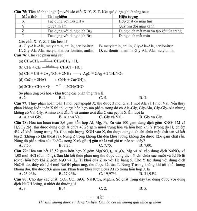 Đề thi thử môn Hóa THPT năm 2019 Sở GD&ĐT Vĩnh Phúc lần 1 trang 4