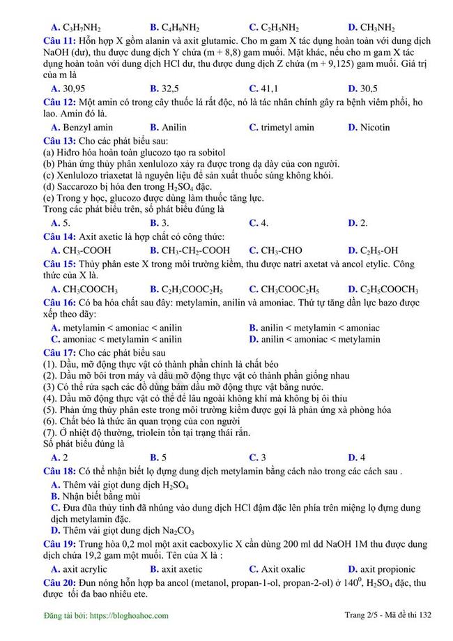 Đề thi thử môn Hóa THPT năm 2019 trường THPT Lý Thái Tổ - Bắc Ninh lần 1 trang 2