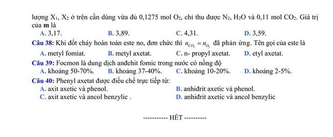 Đề thi thử môn Hóa THPT năm 2019 trường THPT Ngô Sĩ Liên - Bắc Giang lần 1 trang 4