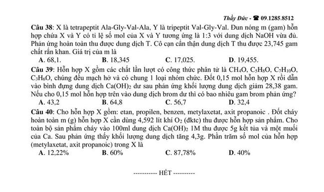 Đề thi thử môn Hóa THPT năm 2019 trường THPT Từ Sơn - Bắc Ninh lần 1 trang 4