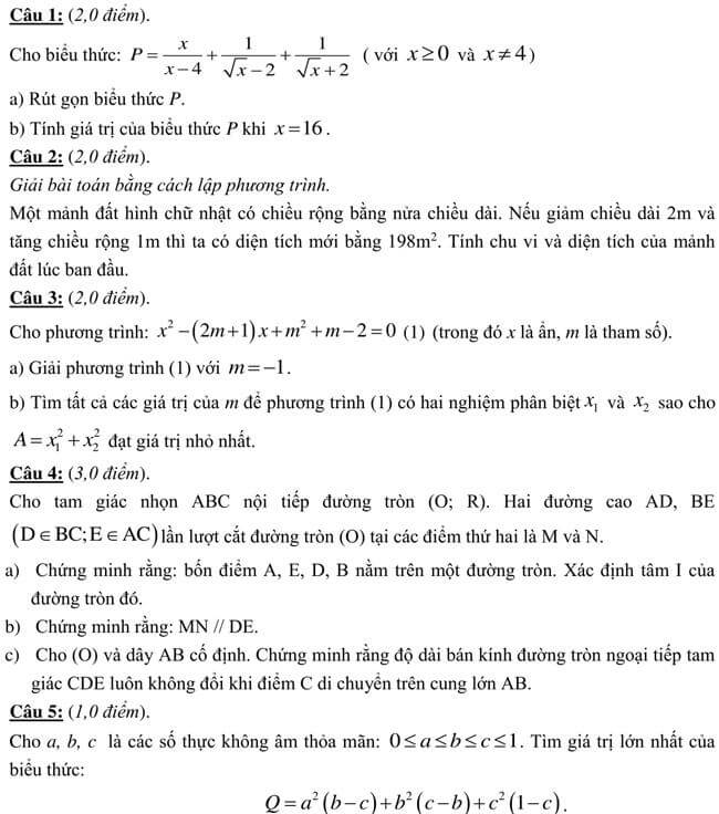 Đề thi thử môn toán vào 10 THPT Thông Nông - Cao Bằng