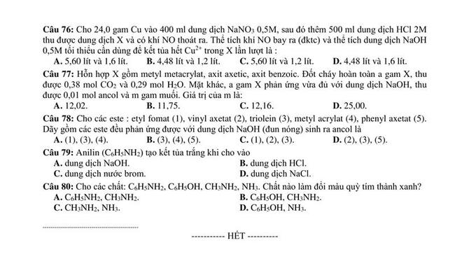 Đề thi thử môn Hóa THPT năm 2019 trường THPT Nguyễn Viết Xuân - Vĩnh Phúc lần 1 trang 4