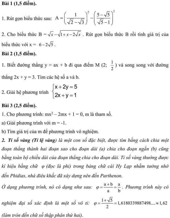 Đề thi thử toán vào 10 THPT Đồng Văn - Hà Giang trang 1