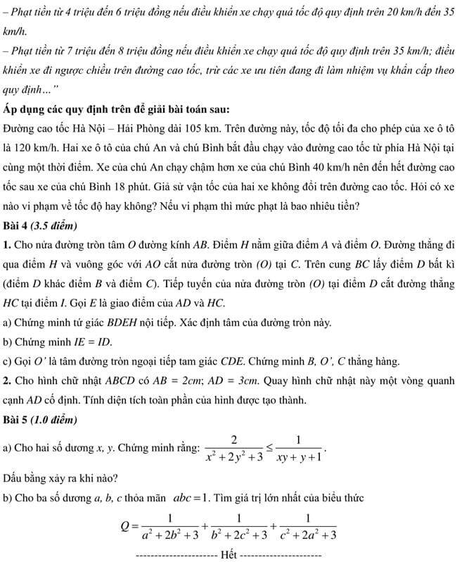 Đề thi thử toán vào 10 THPT Hồng Quang - Hải Dương trang 2