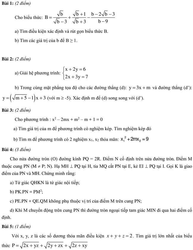 Đề thi thử toán vào 10 THPT Kim Thành - Hải Dương