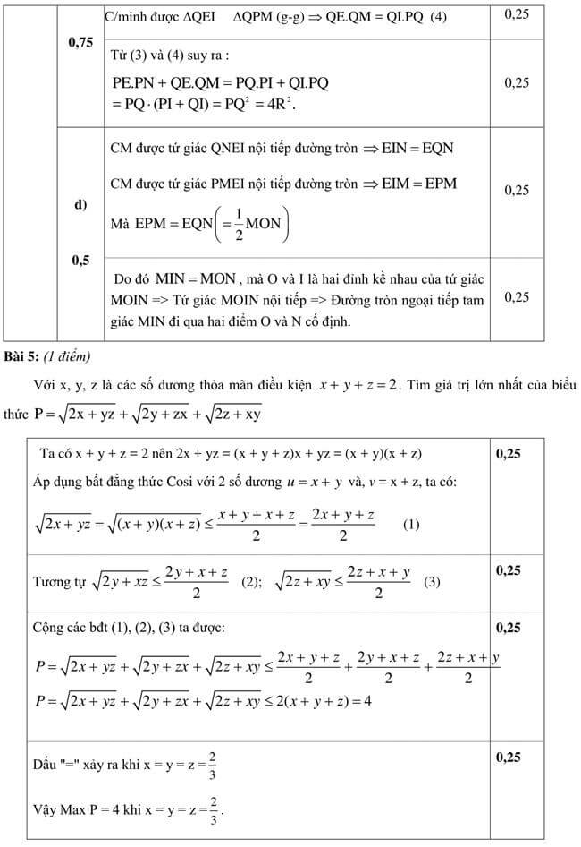 Đáp án Đề thi thử toán vào 10 THPT Kim Thành - Hải Dương trang 4