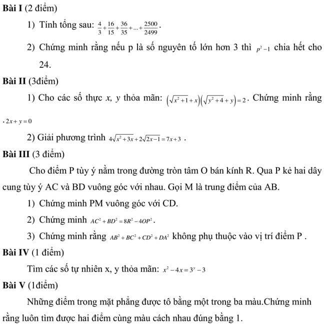 Đề thi thử toán vào 10 THPT chuyên Lê Quý Đôn - Khánh Hòa