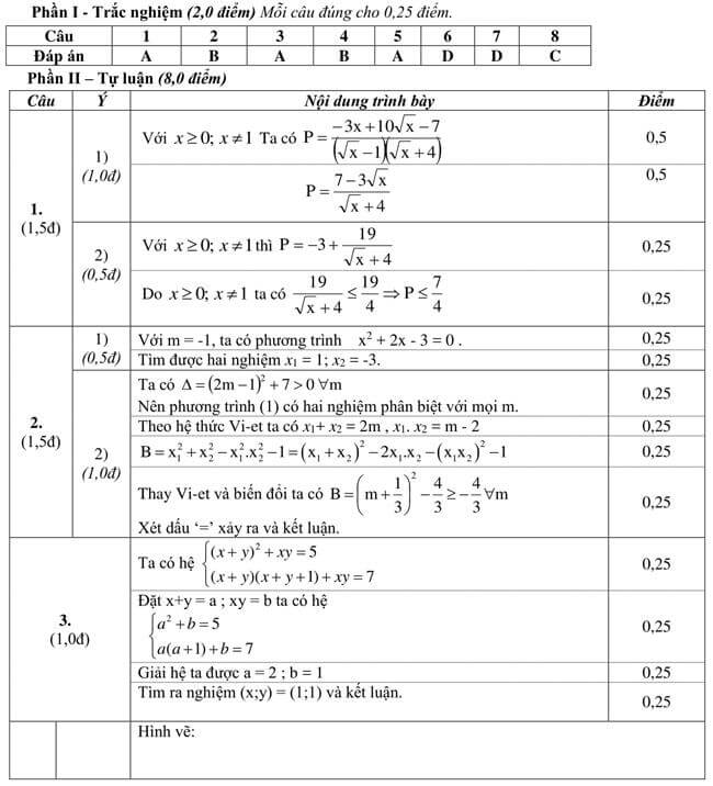 Đáp án Đề thi thử toán vào 10 THPT Vị Thủy - Hậu Giang trang 1