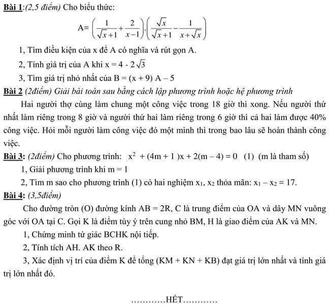 Đề thi thử toán vào 10 THPT Phan Bội Châu - Kon Tum
