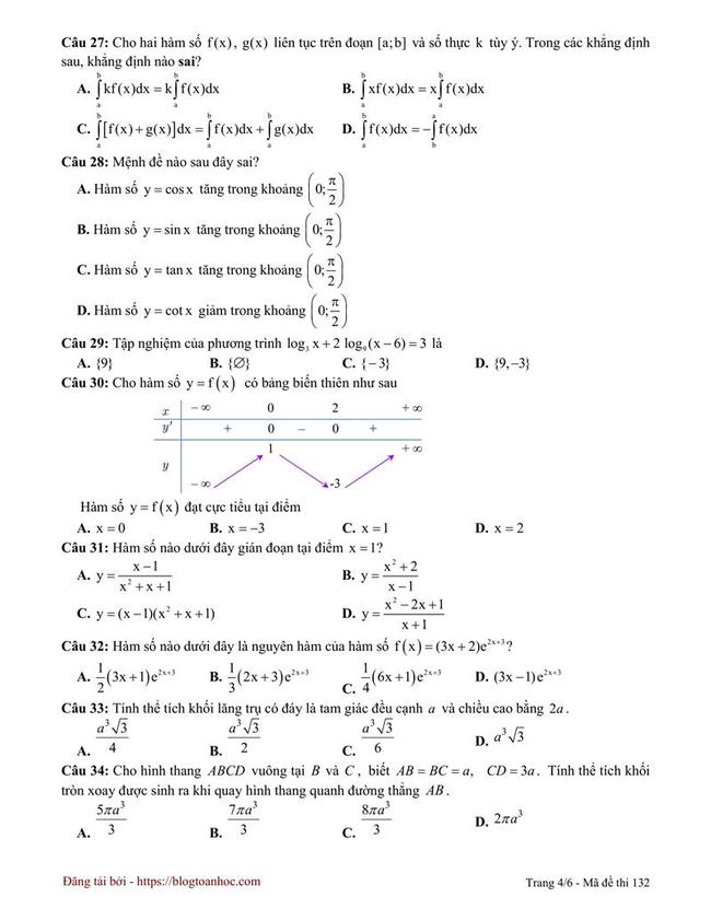 Đề thi thử môn Toán THPT năm 2019 trường THPT Trần Bình Trọng - Khánh Hòa lần 2 trang 4