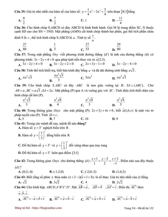Đề thi thử môn Toán THPT năm 2019 trường THPT Trần Bình Trọng - Khánh Hòa lần 2 trang 5