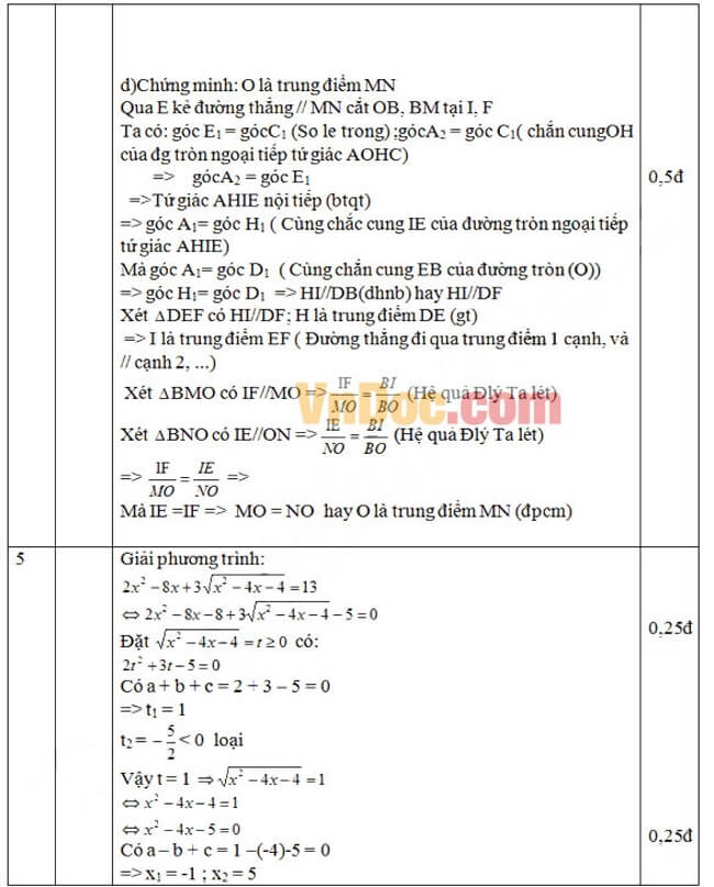 Đáp án Đề thi thử toán vào 10 THPT Nguyễn Thông - Long An trang 3
