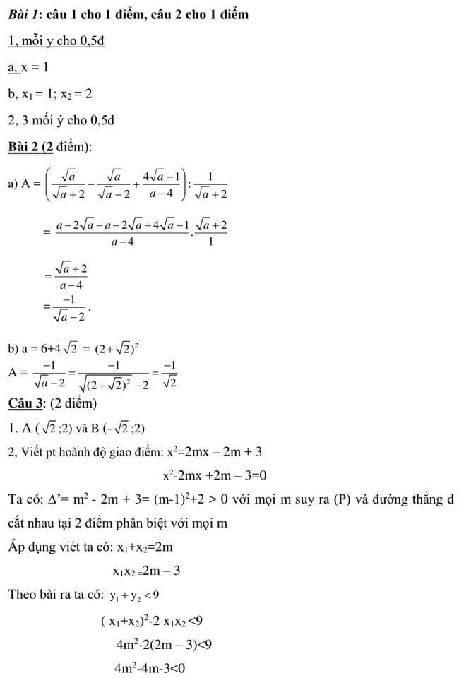 Đáp án Đề thi thử toán vào 10 THPT số 2 TP Lào Cai trang 1