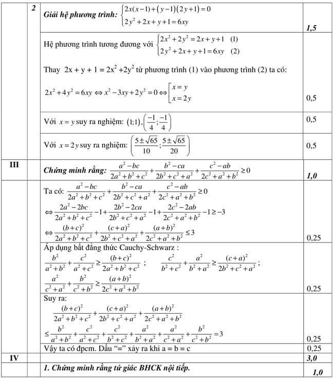 Đáp án Đề thi thử toán vào 10 THPT chuyên Hùng Vương - Phú Thọ trang 2