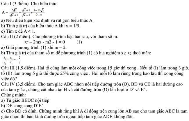 Đề thi thử toán vào 10 THPT Nguyễn Huệ - Ninh Bình