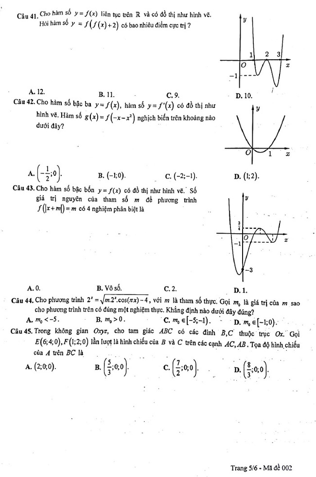 Đề thi khảo sát 12 môn Toán mã 002 Hà Nội 2019 trang 5