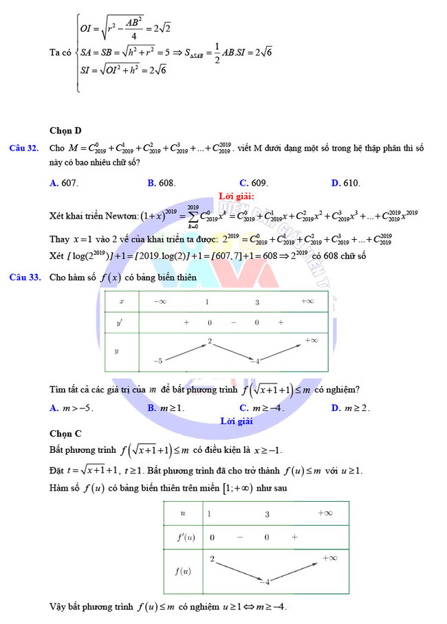 Đề thi khảo sát 12 môn Toán mã 023 Hà Nội 2019 trang 10