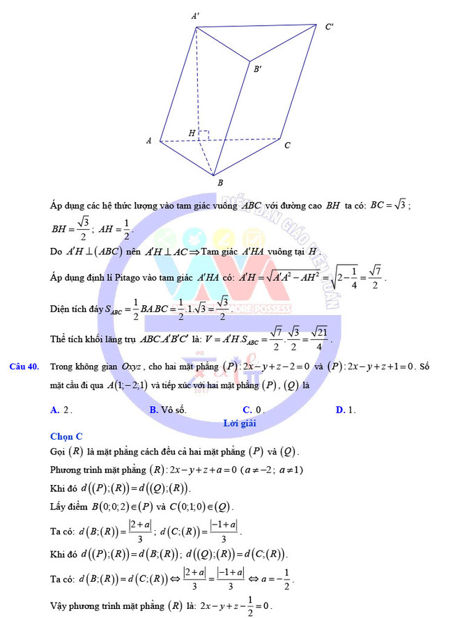 Đề thi khảo sát 12 môn Toán mã 023 Hà Nội 2019 trang 14