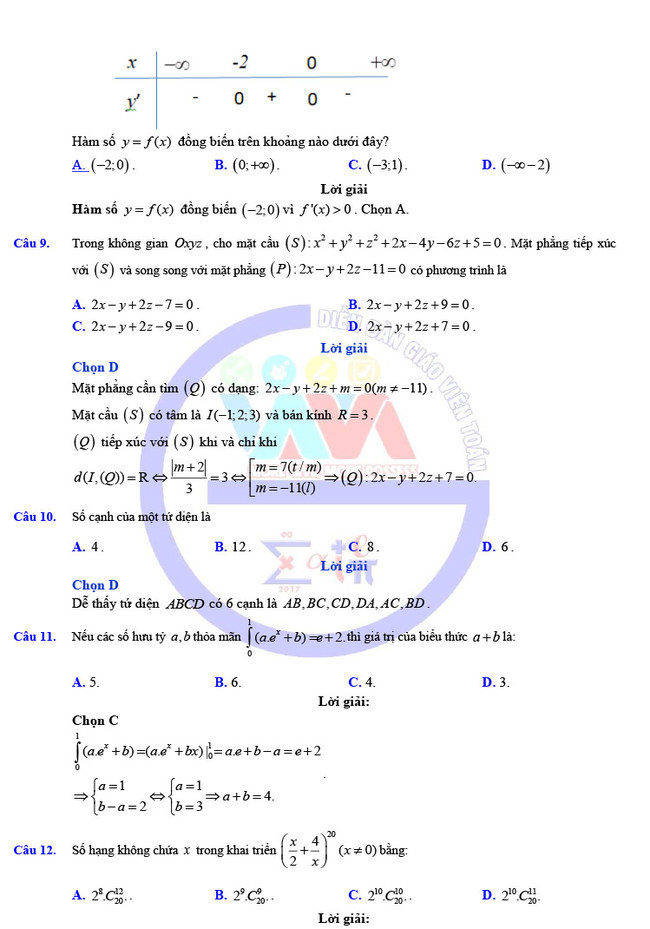 Đề thi khảo sát 12 môn Toán mã 023 Hà Nội 2019 trang 3