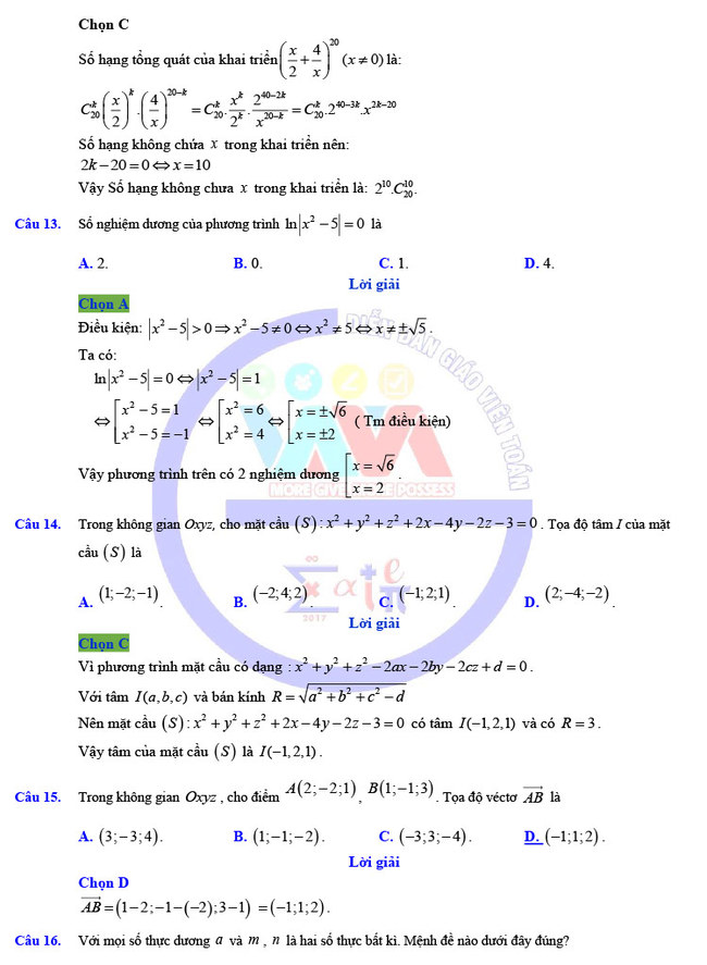 Đề thi khảo sát 12 môn Toán mã 023 Hà Nội 2019 trang 4