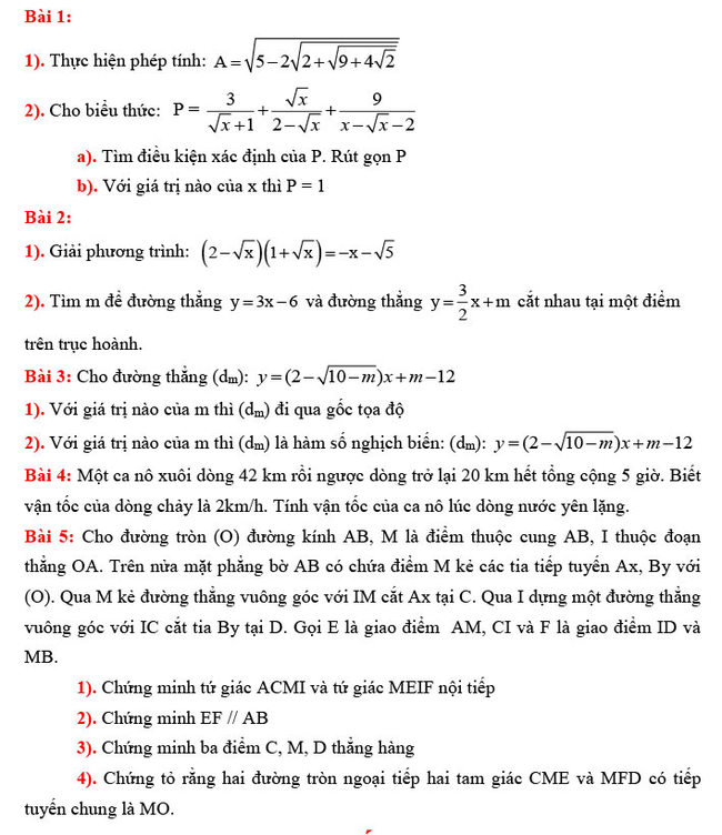 Đề thi thử môn Toán vào 10 số 2