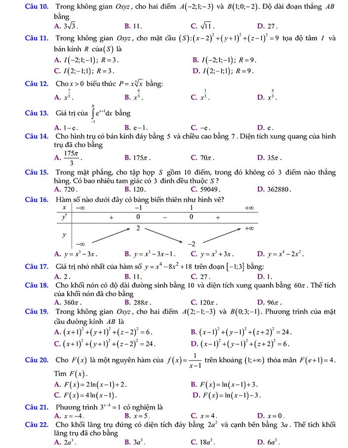 Đề thi thử thpt quốc gia 2019 môn toán sở GD&ĐT Phú Thọ trang 2