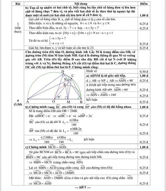 đáp án đề thi học kì 2 môn Toán lớp 9 Đà Nẵng 2019 2