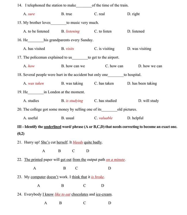 Đáp án đề thi thử môn Anh vào lớp 10 trường THPT Bạc Liêu trang 2