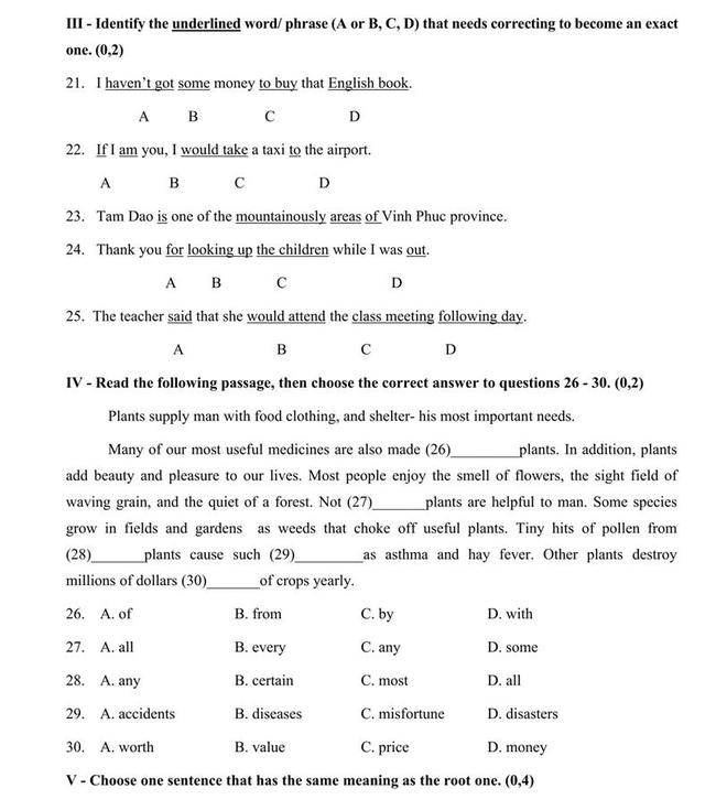 Đề thi thử môn Anh vào lớp 10 trường THPT Chuyên Bắc Kạn trang 3