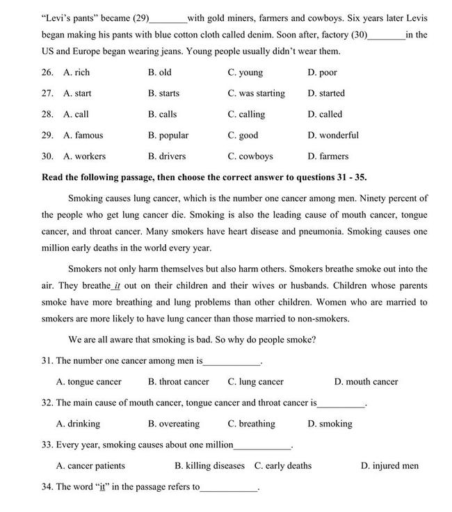 Đề thi thử môn Anh vào lớp 10 trường THPT Chuyên Bắc Ninh trang 4