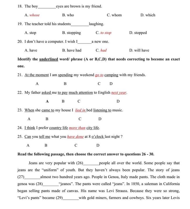 Đáp án đề thi thử môn Anh vào lớp 10 trường THPT Chuyên Bắc Ninh trang 3