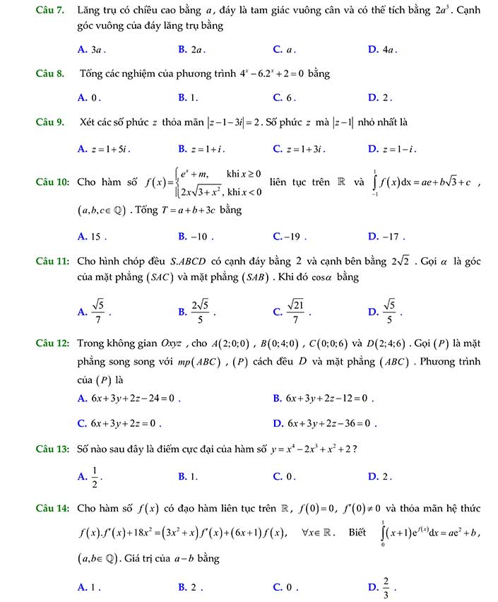Đề thi thử thpt quốc gia 2019 môn toán chuyên Nguyễn Trãi - Hải Dương trang 2