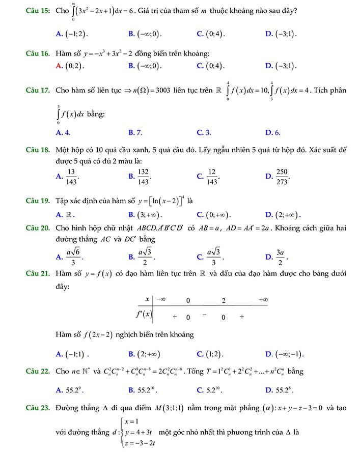 Đề thi thử thpt quốc gia 2019 môn toán chuyên Nguyễn Trãi - Hải Dương trang 3