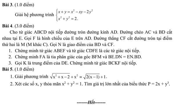 Đề thi thử toán vào 10 THPT chuyên Nguyễn Bỉnh Khiêm - Vĩnh Long trang 2