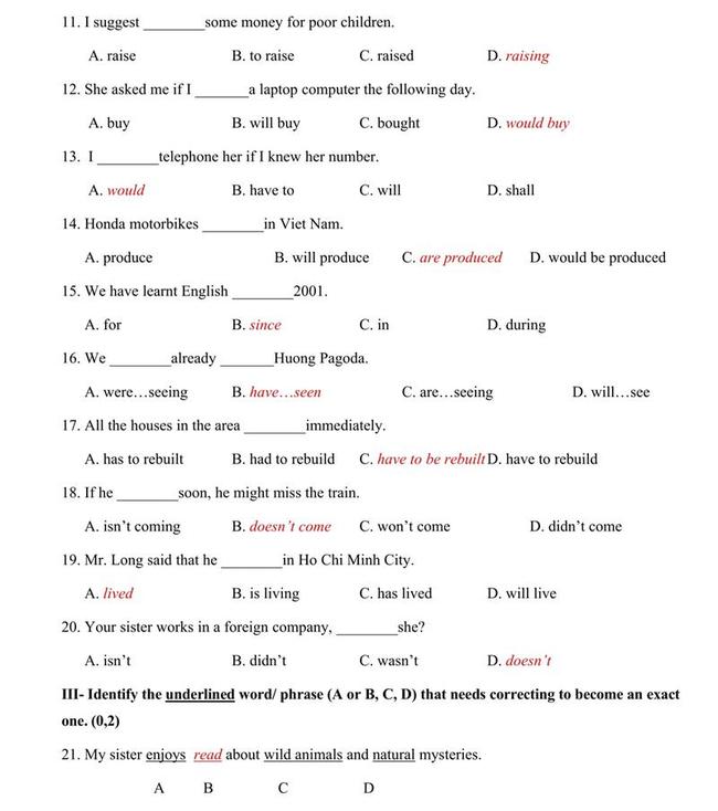 Đáp án đề thi thử vào lớp 10 môn Anh tỉnh An Giang số 1 trang 2