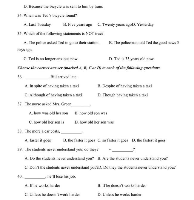 Đề thi thử môn Anh vào lớp 10 trường THPT Chuyên Trần Hưng Đạo - Bình Thuận trang 5