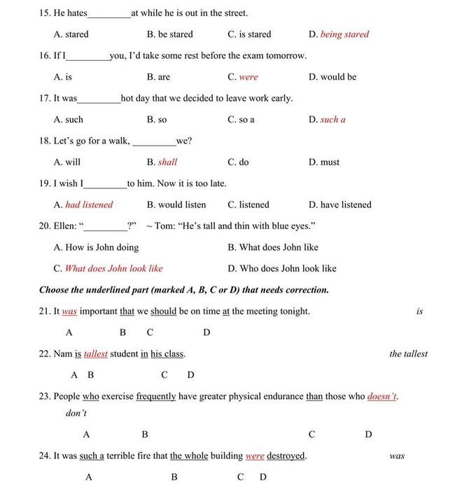 Đáp án đề thi thử môn Anh vào lớp 10 trường THPT Chuyên Trần Hưng Đạo - Bình Thuận trang 2