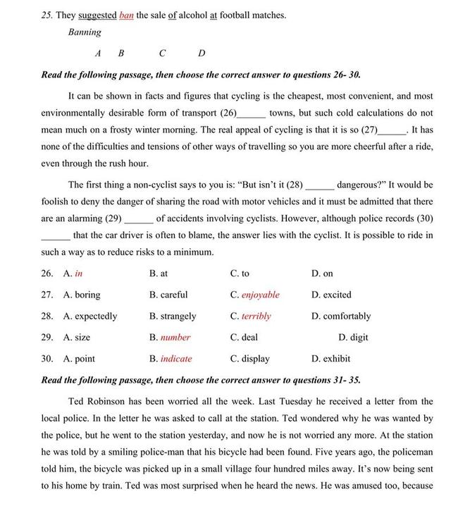 Đáp án đề thi thử môn Anh vào lớp 10 trường THPT Chuyên Trần Hưng Đạo - Bình Thuận trang 3